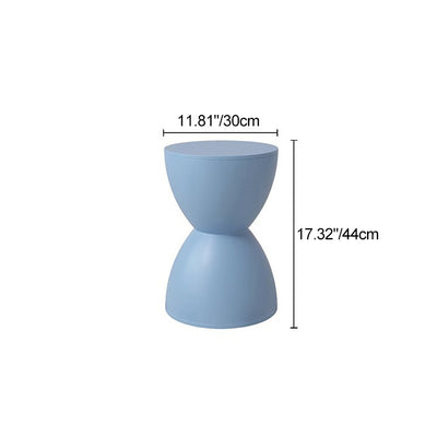 Moderner minimalistischer Sanduhr-förmiger runder Kunststoffstuhl ohne Rückenlehne für das Wohnzimmer 