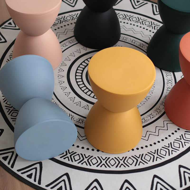 Contemporary Scandinavian Round Cone Hourglass Plastic Chair Backless For Living Room