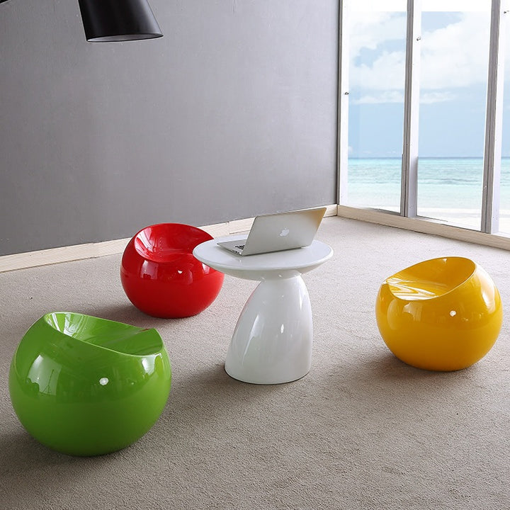 Modern Art Deco Apple Shape Round ABS Plastic Steel Chair Backless For  Living Room