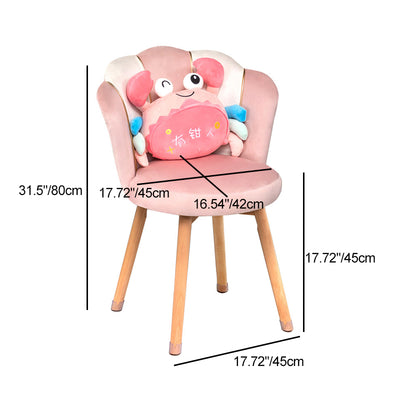 Modern Art Deco Petals Round Tech Fabric Solid Wood Vanity Chair Backrest For Bedroom