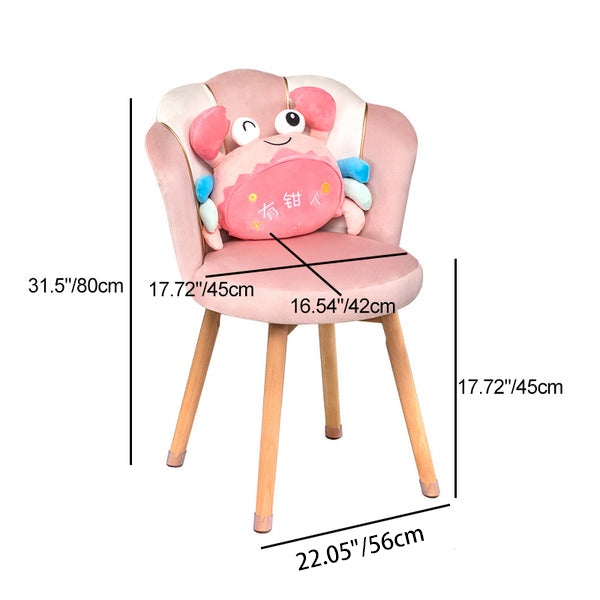 Modern Art Deco Petals Round Synthetic Fabric Solid Wood Vanity Chair Backrest For Bedroom