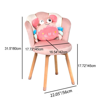 كرسي زينة بظهر من الخشب الصلب بتصميم حديث على طراز آرت ديكو مع قماش تقني مستدير لبتلات لغرفة النوم 