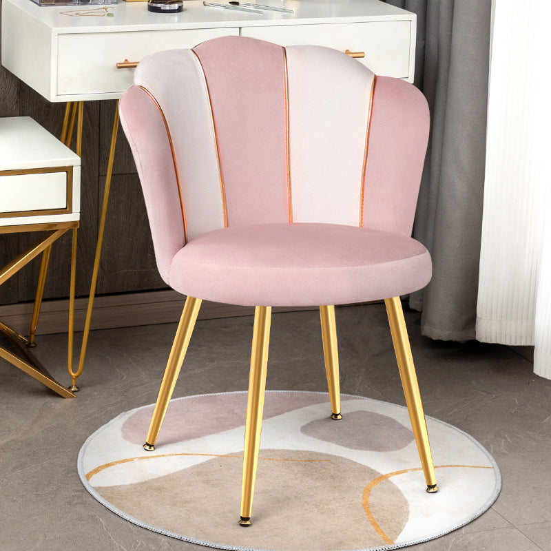 Modern Art Deco Petals Round Synthetic Fabric Solid Wood Vanity Chair Backrest For Bedroom