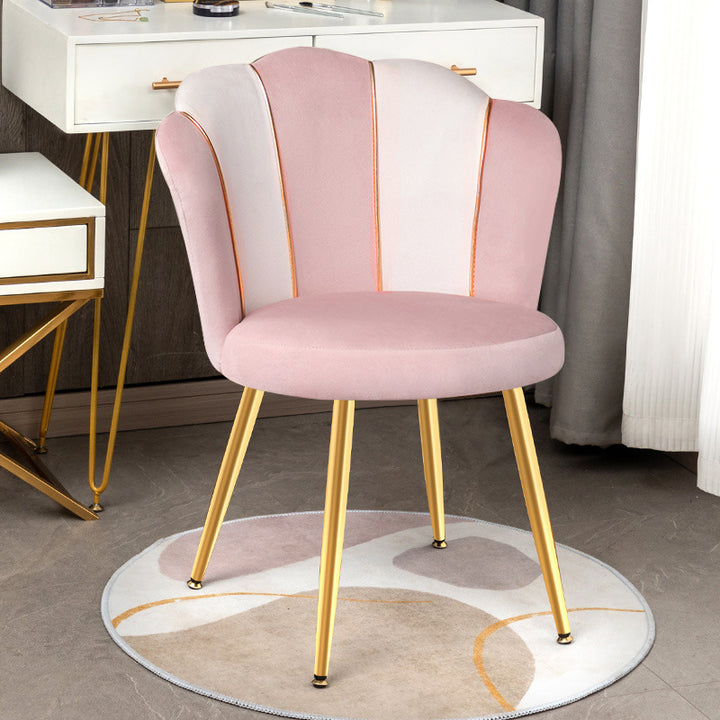 Modern Art Deco Petals Round Synthetic Fabric Solid Wood Vanity Chair Backrest For Bedroom