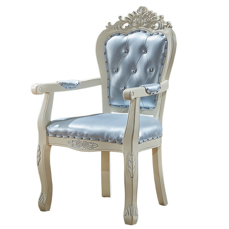 Traditional Chinese Patterns Carved Square Fabric Wood Dining Chair Backrest Armrest For Dining Room
