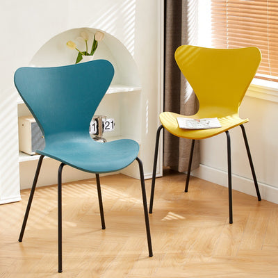 Contemporary Creative Irregular Shape Curved PVC Metal Dining Chair Backrest Armrest For Dining Room