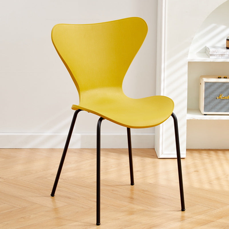 Contemporary Creative Irregular Shape Curved PVC Metal Dining Chair Backrest Armrest For Dining Room