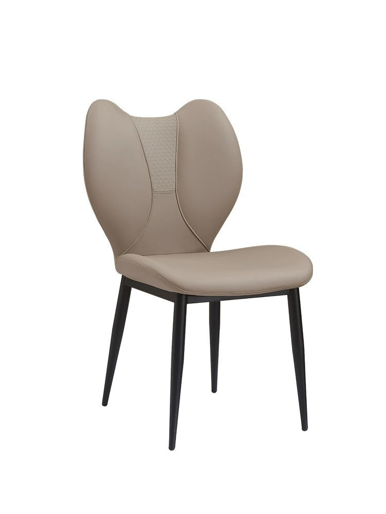 Contemporary Scandinavian Curved Arc Square Leather Metal Dining Chair Backrest Armless For Dining Room