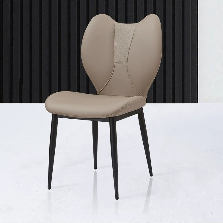 Contemporary Scandinavian Curved Arc Square Leather Metal Dining Chair Backrest Armless For Dining Room