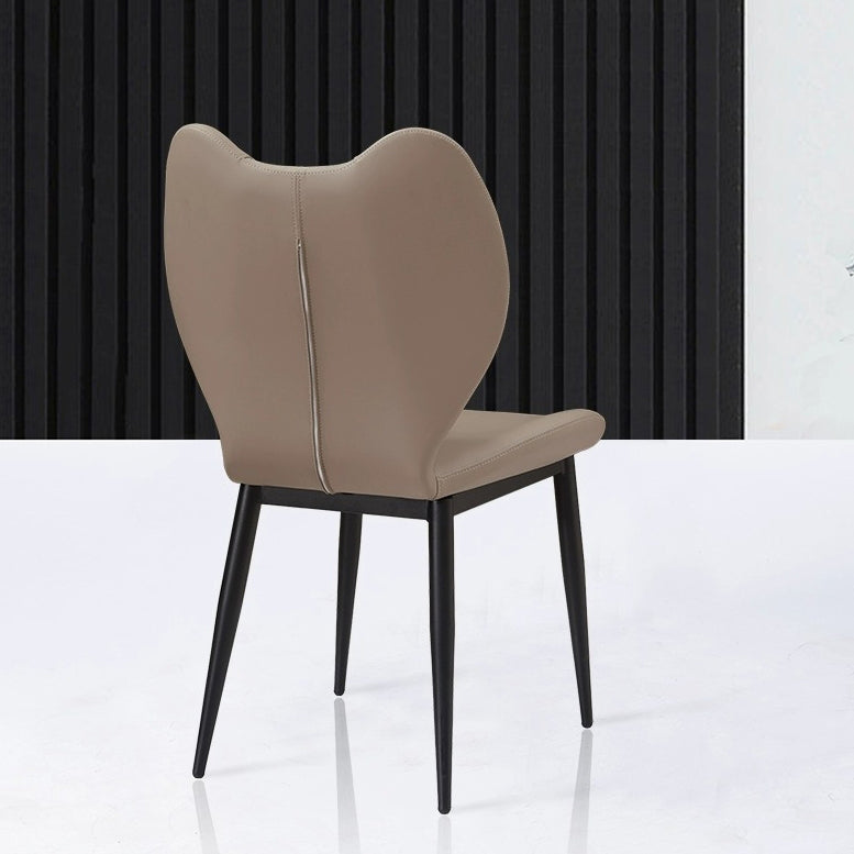 Contemporary Scandinavian Curved Arc Square Leather Metal Dining Chair Backrest Armless For Dining Room