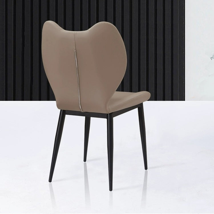 Contemporary Scandinavian Curved Arc Square Leather Metal Dining Chair Backrest Armless For Dining Room