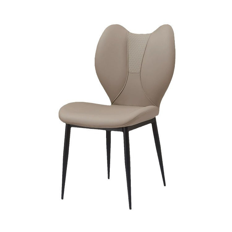 Contemporary Scandinavian Curved Arc Square Leather Metal Dining Chair Backrest Armless For Dining Room