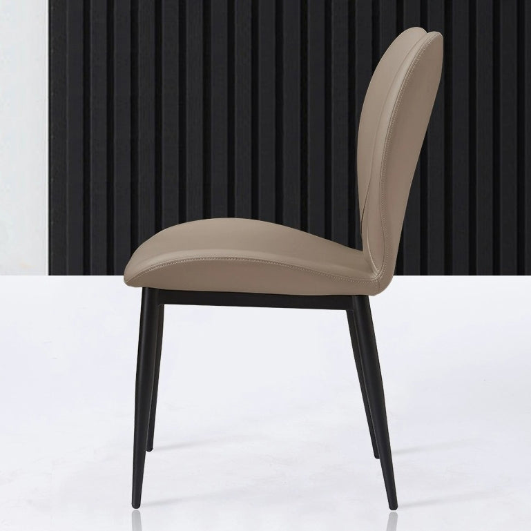 Contemporary Scandinavian Curved Arc Square Leather Metal Dining Chair Backrest Armless For Dining Room