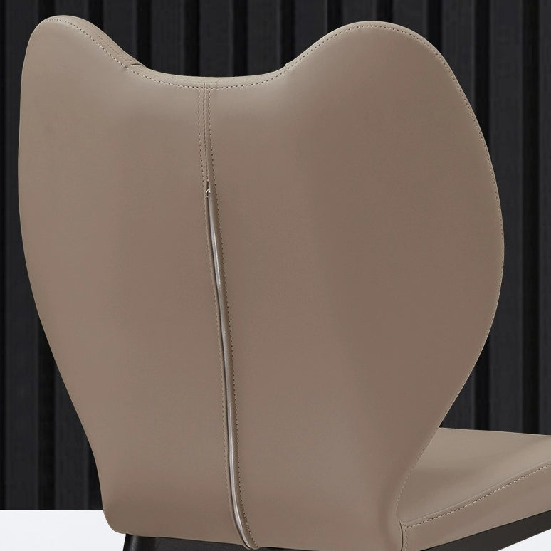 Contemporary Scandinavian Curved Arc Square Leather Metal Dining Chair Backrest Armless For Dining Room