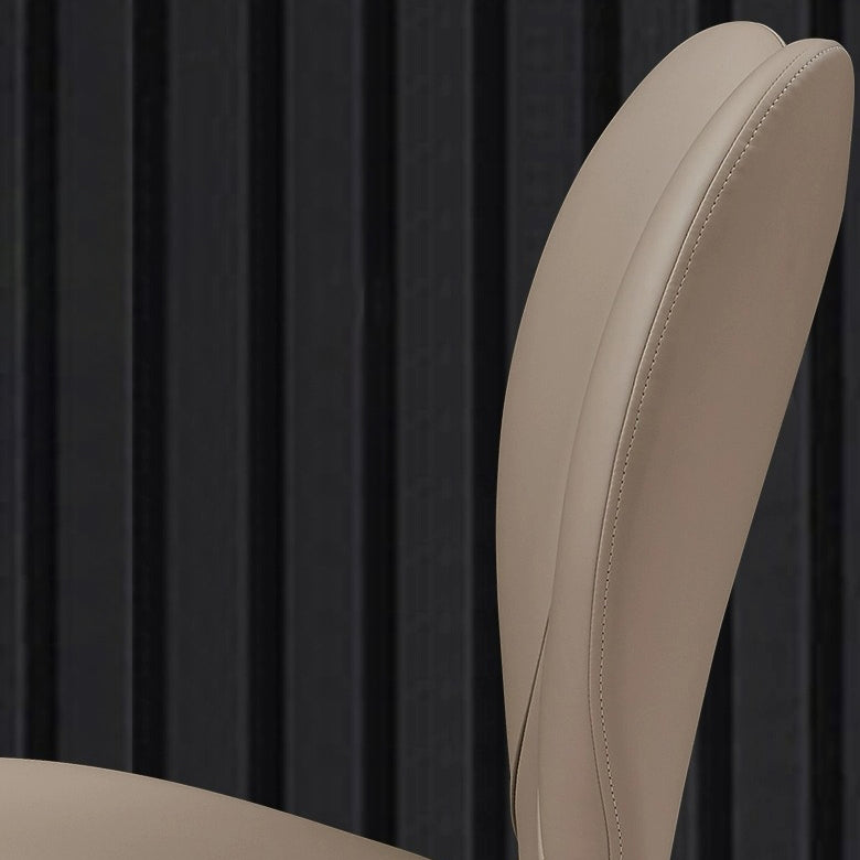 Contemporary Scandinavian Curved Arc Square Leather Metal Dining Chair Backrest Armless For Dining Room