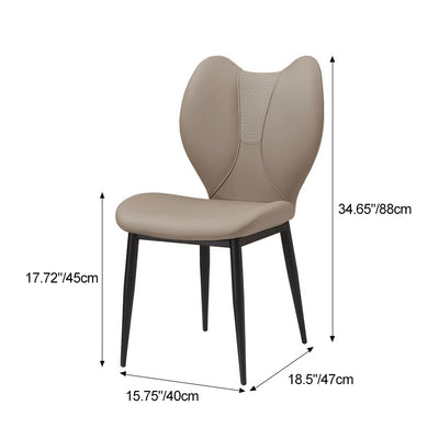 Contemporary Scandinavian Curved Arc Square Leather Metal Dining Chair Backrest Armless For Dining Room