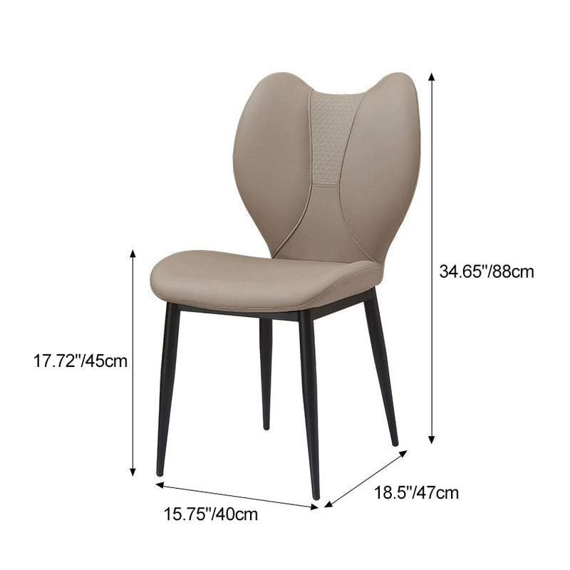 Contemporary Scandinavian Curved Arc Square Leather Metal Dining Chair Backrest Armless For Dining Room