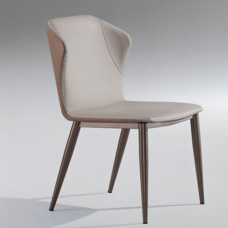 Contemporary Scandinavian Square Curved Leather Carbon Steel Dining Chair Backrest Armless For Dining Room