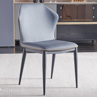 Contemporary Scandinavian Square Curved Leather Carbon Steel Dining Chair Backrest Armless For Dining Room