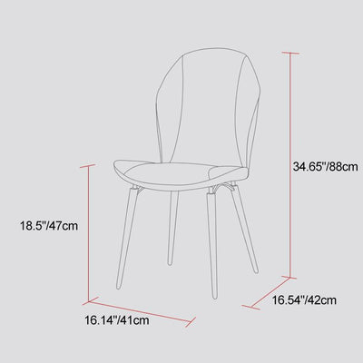 Modern Luxury Curved Oval Leather Metal Dining Chair Backrest Armless For Dining Room