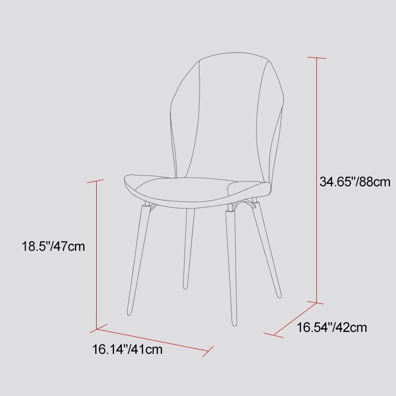 Modern Luxury Curved Oval Leather Metal Dining Chair Backrest Armless For Dining Room