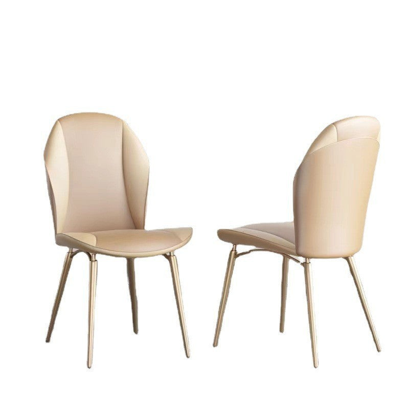 Modern Luxury Curved Oval Leather Metal Dining Chair Backrest Armless For Dining Room