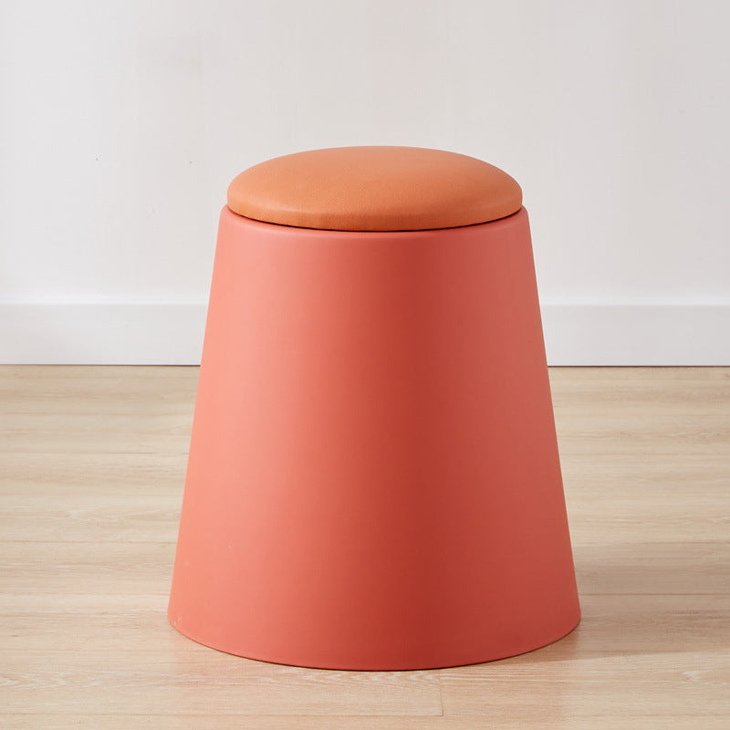 Contemporary Scandinavian Round Cylinder Stackable Leather PP Low Stool For Living Room