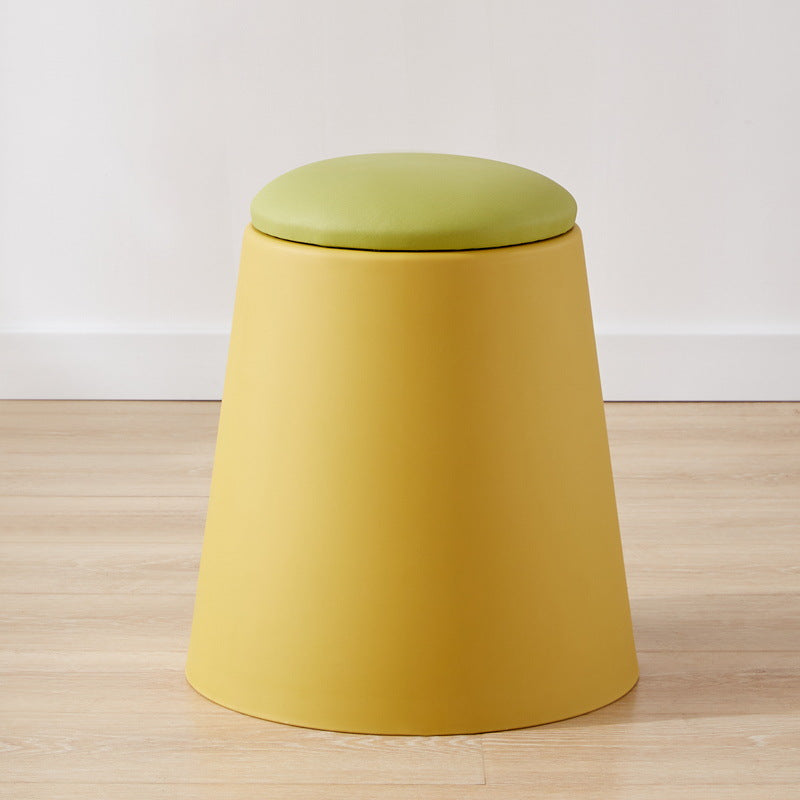 Contemporary Scandinavian Round Cylinder Stackable Leather PP Low Stool For Living Room