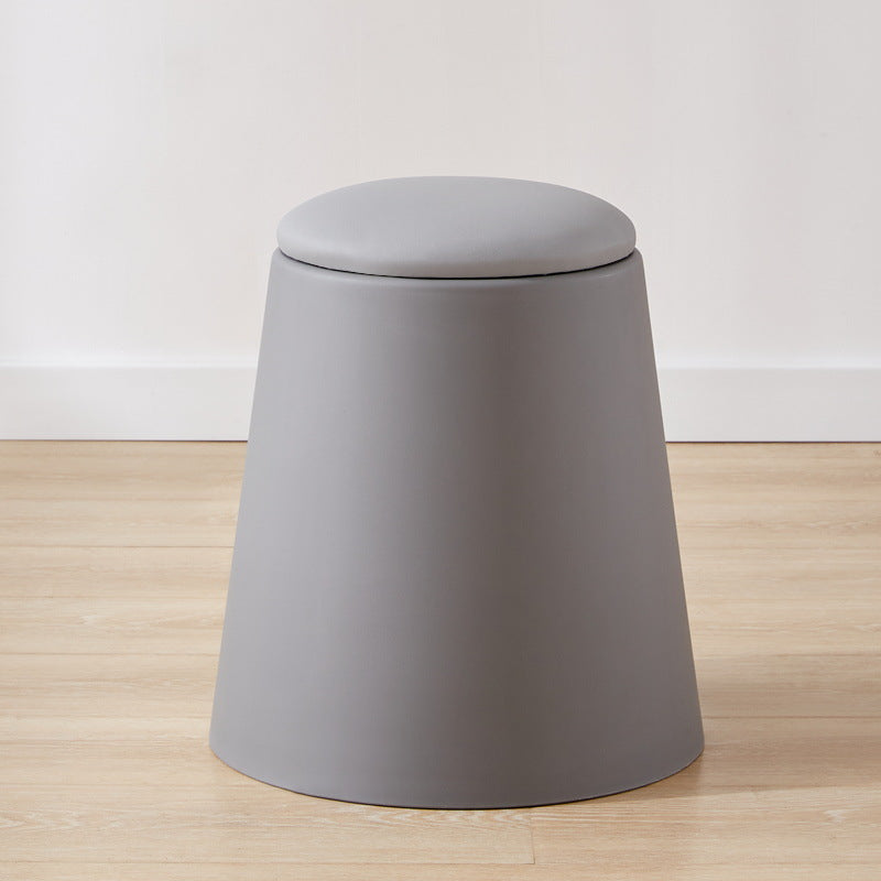 Contemporary Scandinavian Round Cylinder Stackable Leather PP Low Stool For Living Room