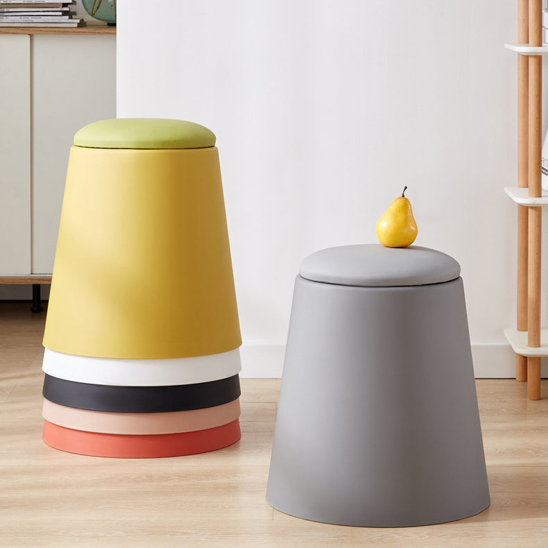 Contemporary Scandinavian Round Cylinder Stackable Leather PP Low Stool For Living Room