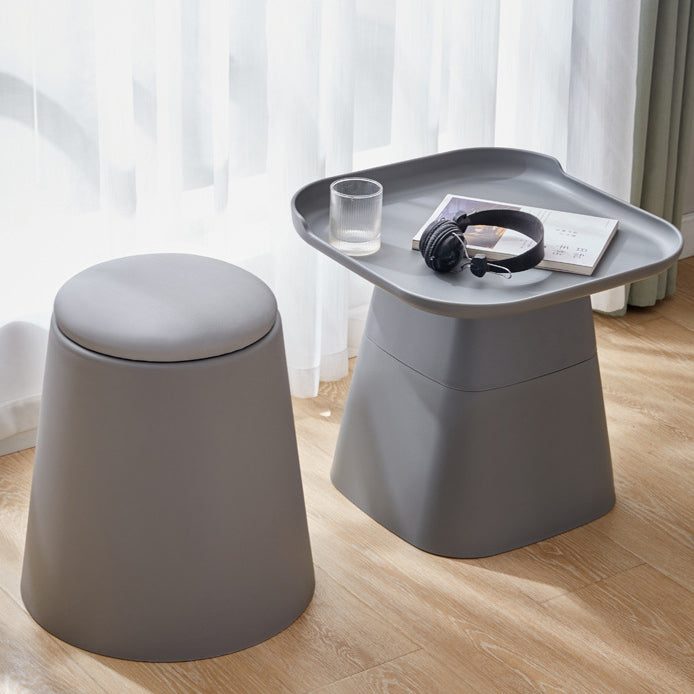 Contemporary Scandinavian Round Cylinder Stackable Leather PP Low Stool For Living Room