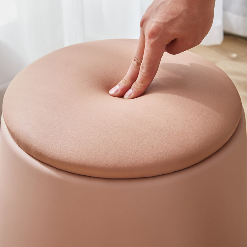 Contemporary Scandinavian Round Cylinder Stackable Leather PP Low Stool For Living Room