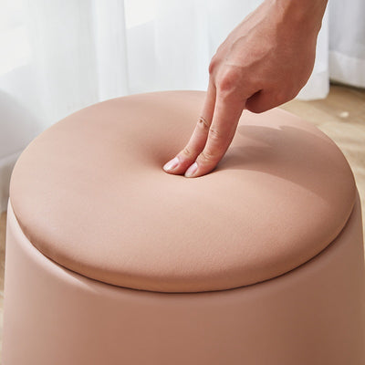 Contemporary Scandinavian Round Cylinder Stackable Leather PP Low Stool For Living Room