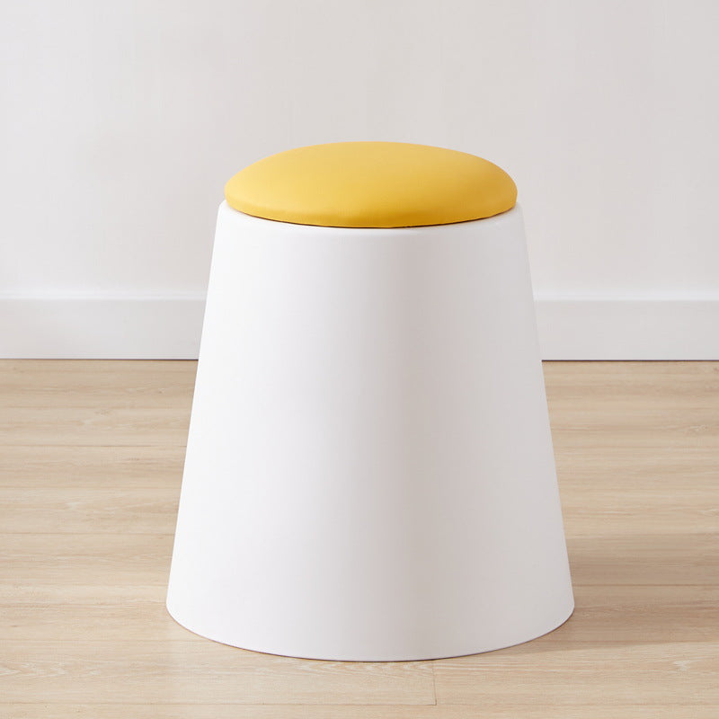 Contemporary Scandinavian Round Cylinder Stackable Leather PP Low Stool For Living Room