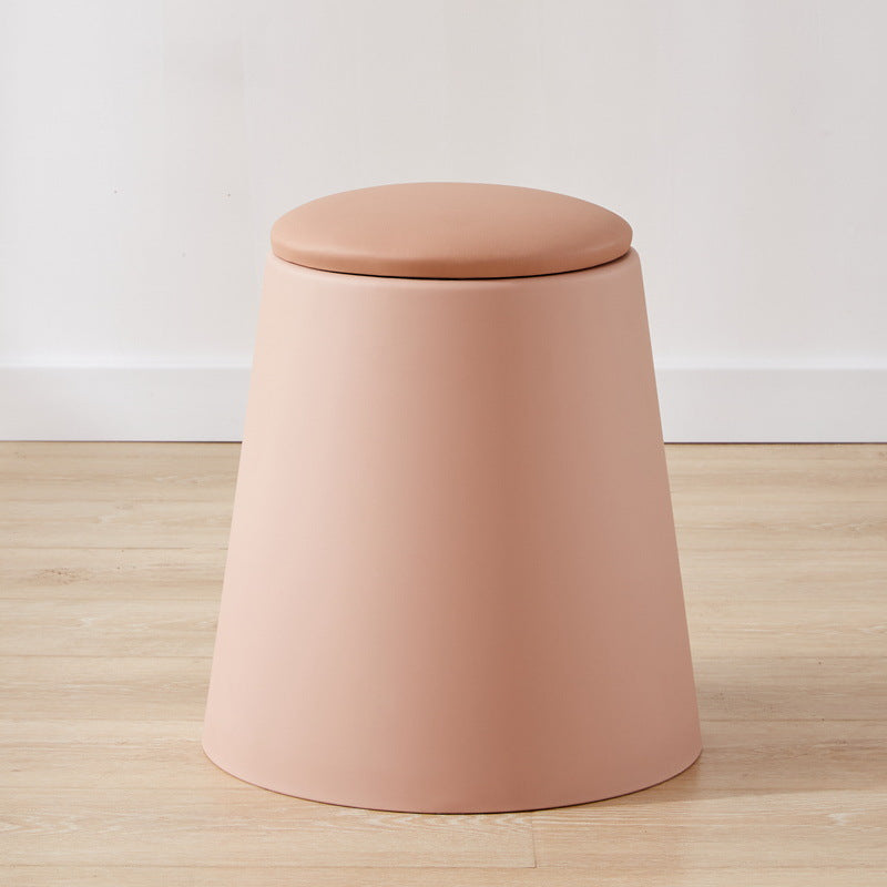 Contemporary Scandinavian Round Cylinder Stackable Leather PP Low Stool For Living Room
