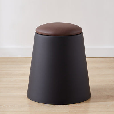 Contemporary Scandinavian Round Cylinder Stackable Leather PP Low Stool For Living Room