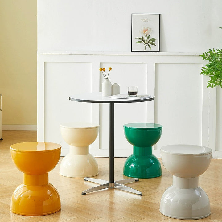 Tabouret bas en plastique PVC en forme de barbell demi-rond scandinave contemporain pour salon 