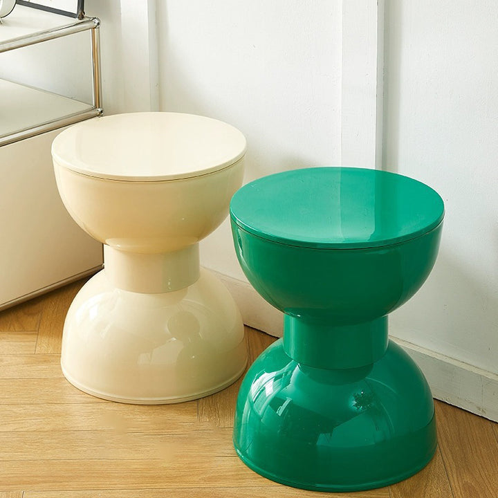 Tabouret bas en plastique PVC en forme de barbell demi-rond scandinave contemporain pour salon 