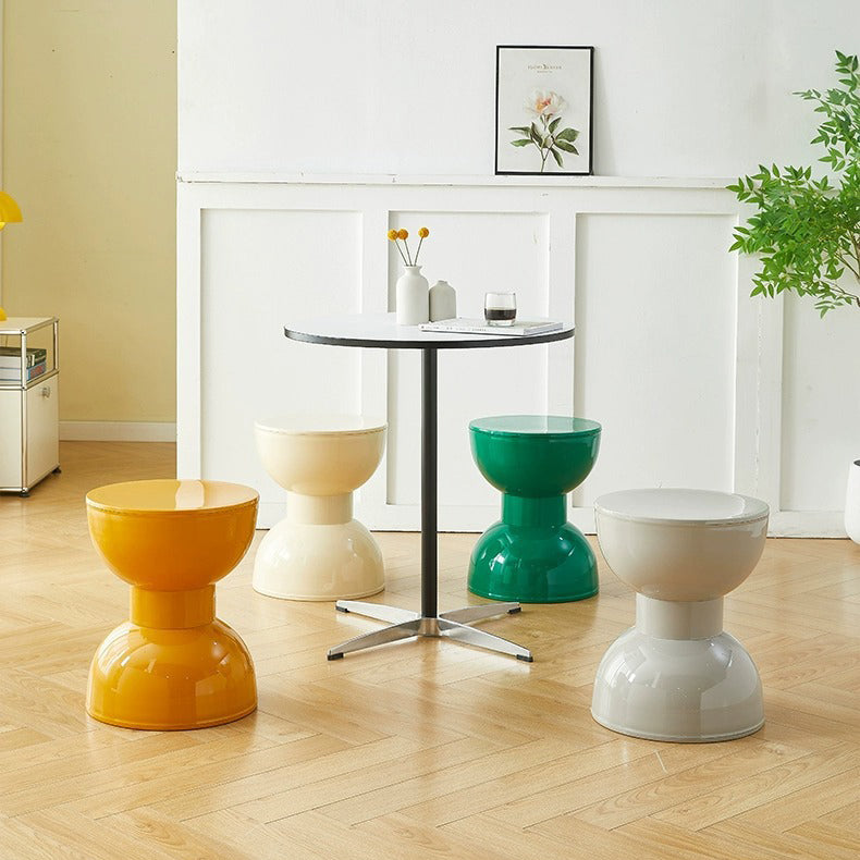Contemporary Scandinavian Half Round Barbell Shape PVC Plastic Low Stool For Living Room