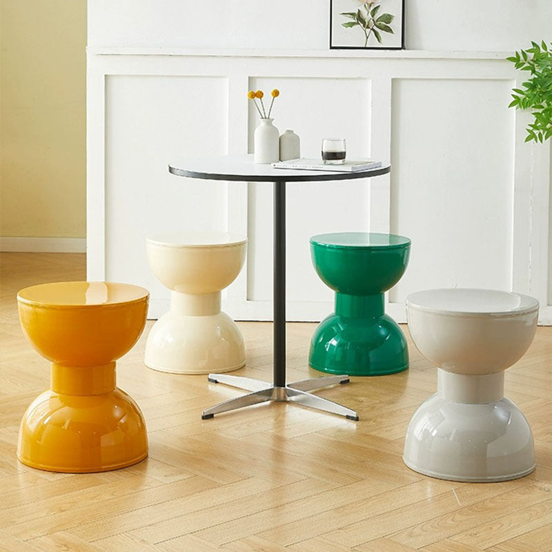 Contemporary Scandinavian Half Round Barbell Shape PVC Plastic Low Stool For Living Room
