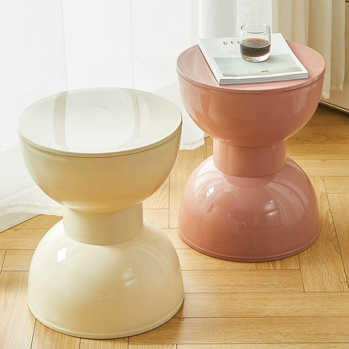Tabouret bas en plastique PVC en forme de barbell demi-rond scandinave contemporain pour salon 