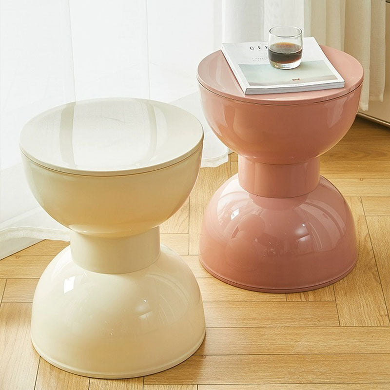 Contemporary Scandinavian Half Round Barbell Shape PVC Plastic Low Stool For Living Room