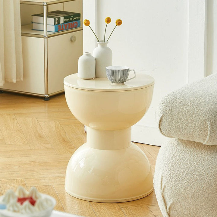 Tabouret bas en plastique PVC en forme de barbell demi-rond scandinave contemporain pour salon 