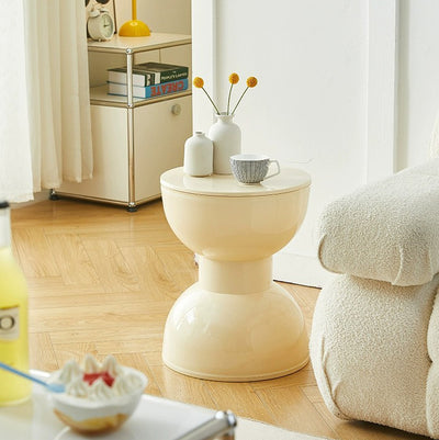 Contemporary Scandinavian Half Round Barbell Shape PVC Plastic Low Stool For Living Room