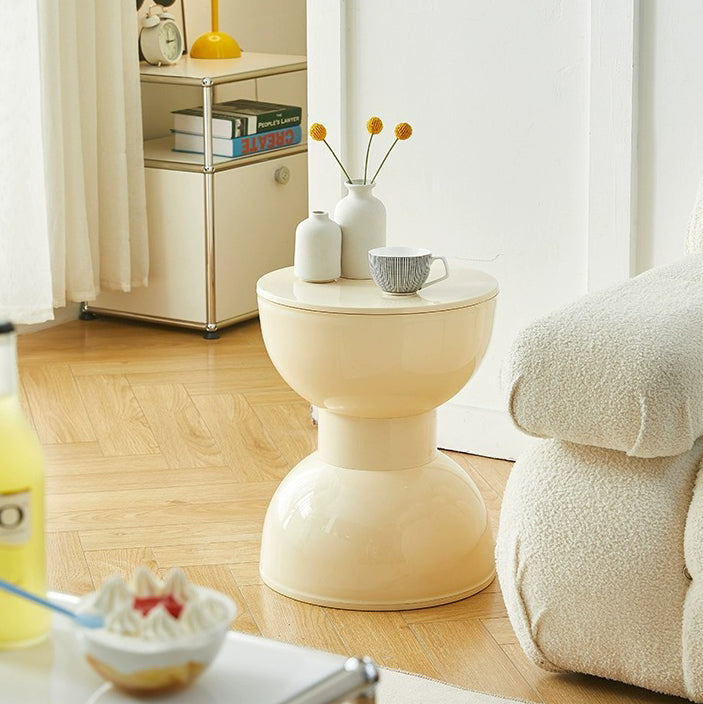 Contemporary Scandinavian Half Round Barbell Shape PVC Plastic Low Stool For Living Room