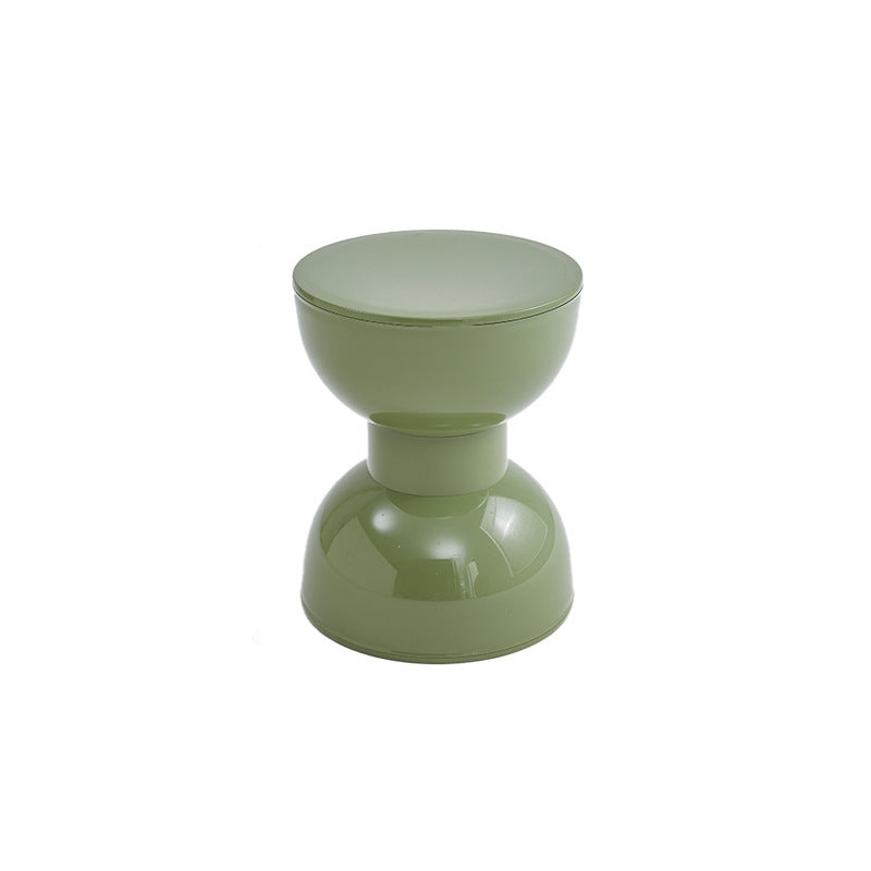 Contemporary Scandinavian Half Round Barbell Shape PVC Plastic Low Stool For Living Room