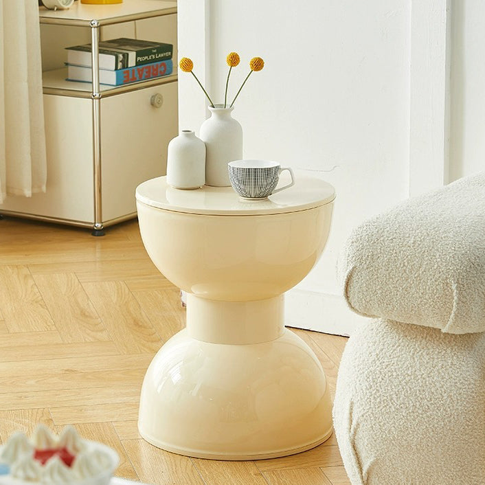 Tabouret bas en plastique PVC en forme de barbell demi-rond scandinave contemporain pour salon 