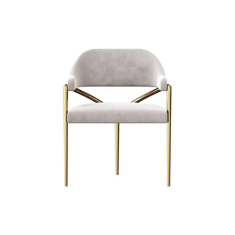 Respaldo de silla de comedor contemporánea escandinava con soporte triangular doblado de tela redonda y metal 