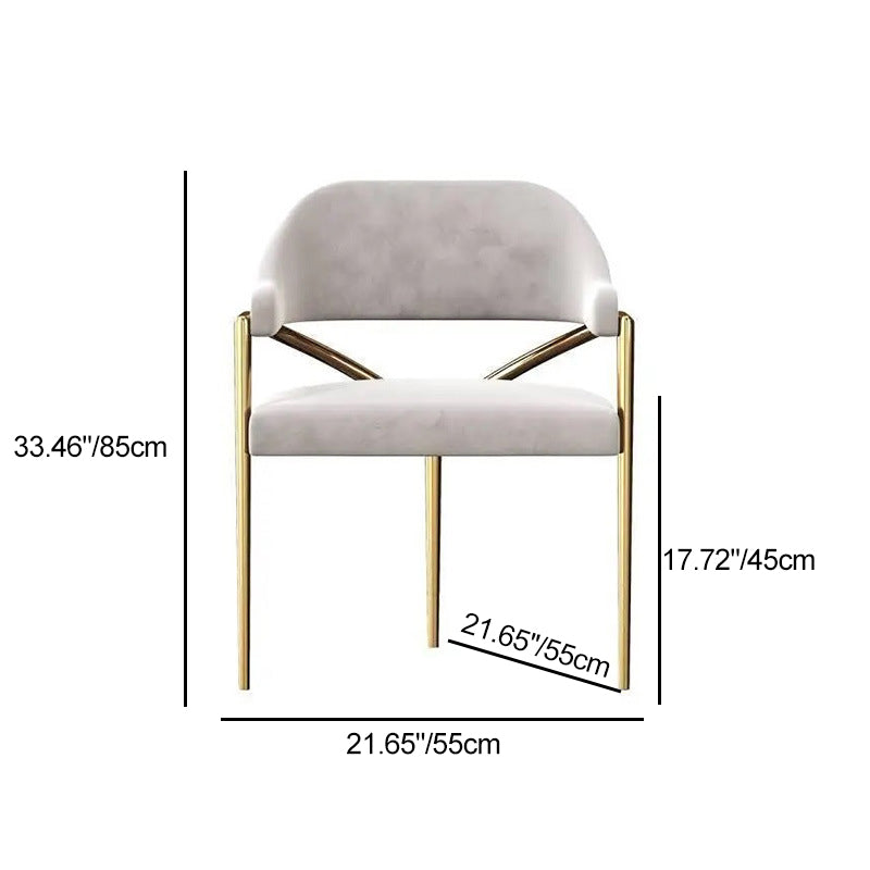 Respaldo de silla de comedor contemporánea escandinava con soporte triangular doblado de tela redonda y metal 