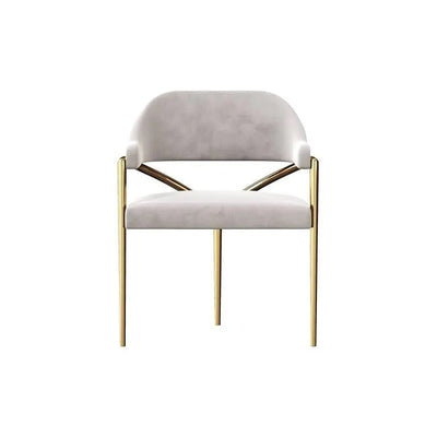 Contemporary Scandinavian Triangle Support Bent Half Round Fabric Metal Dining Chair Backrest Armrest For Dining Room